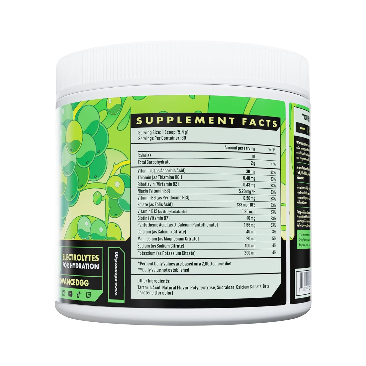 30-Serving White Grape Electrolyte Drink Mix with B Vitamins - Advanced Hydration Formula, Zero Calories, Sugar Free, Caffeine Free, Keto Friendly