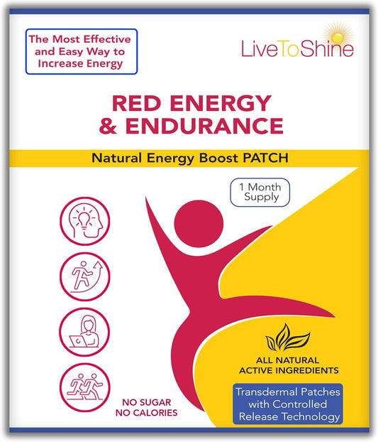 30 USA Made LLT Red Energy & Endurance Patches for Natural Energy Boost