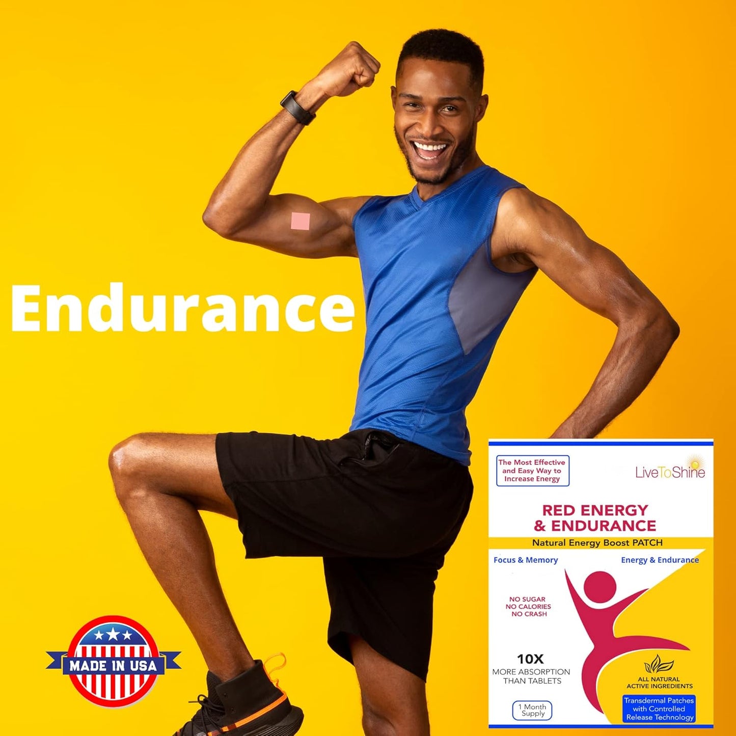 30 USA Made LLT Red Energy & Endurance Patches for Natural Energy Boost