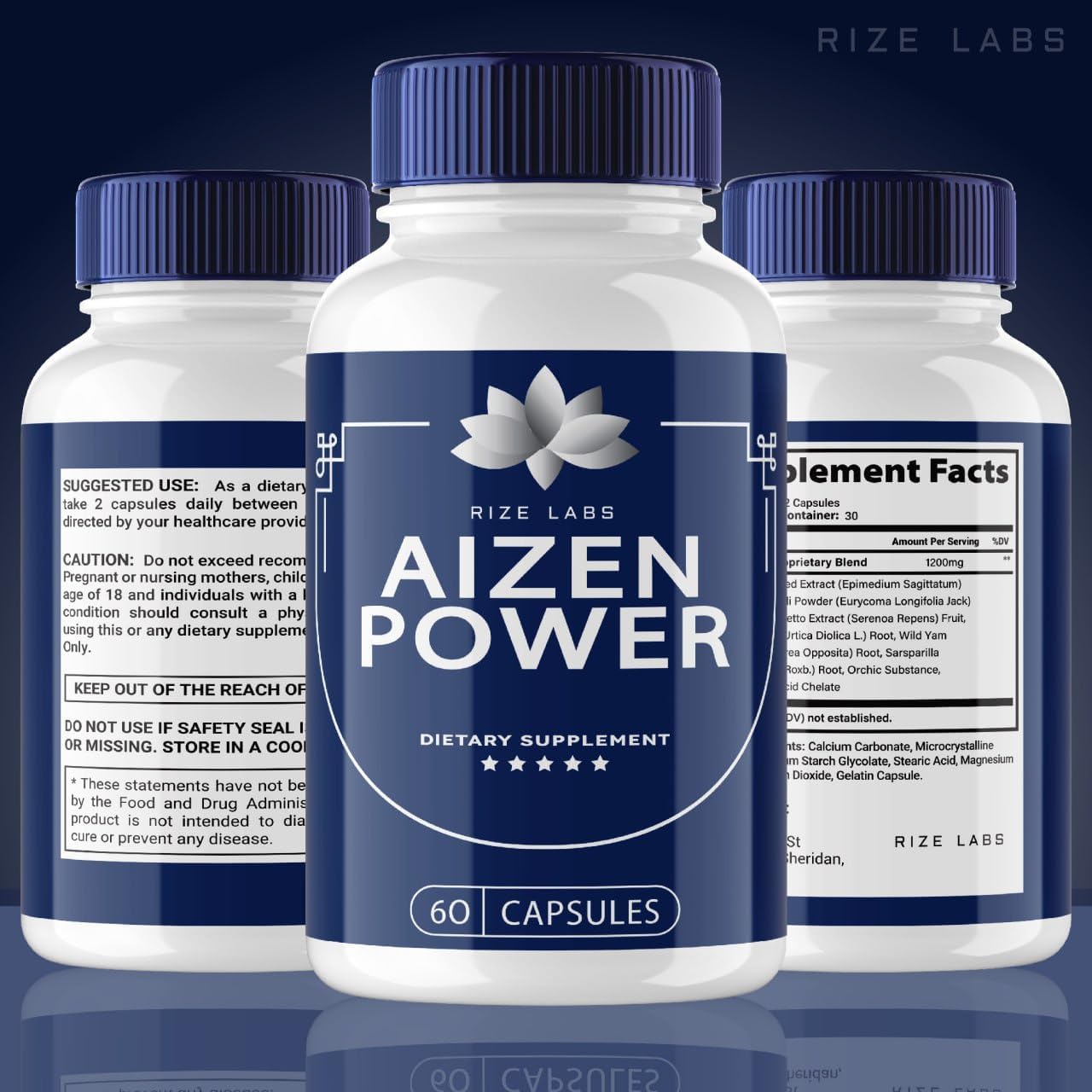 300 Capsules of rize labs Aizen Power: All Natural Male Supplement for Boosting Energy and Performance