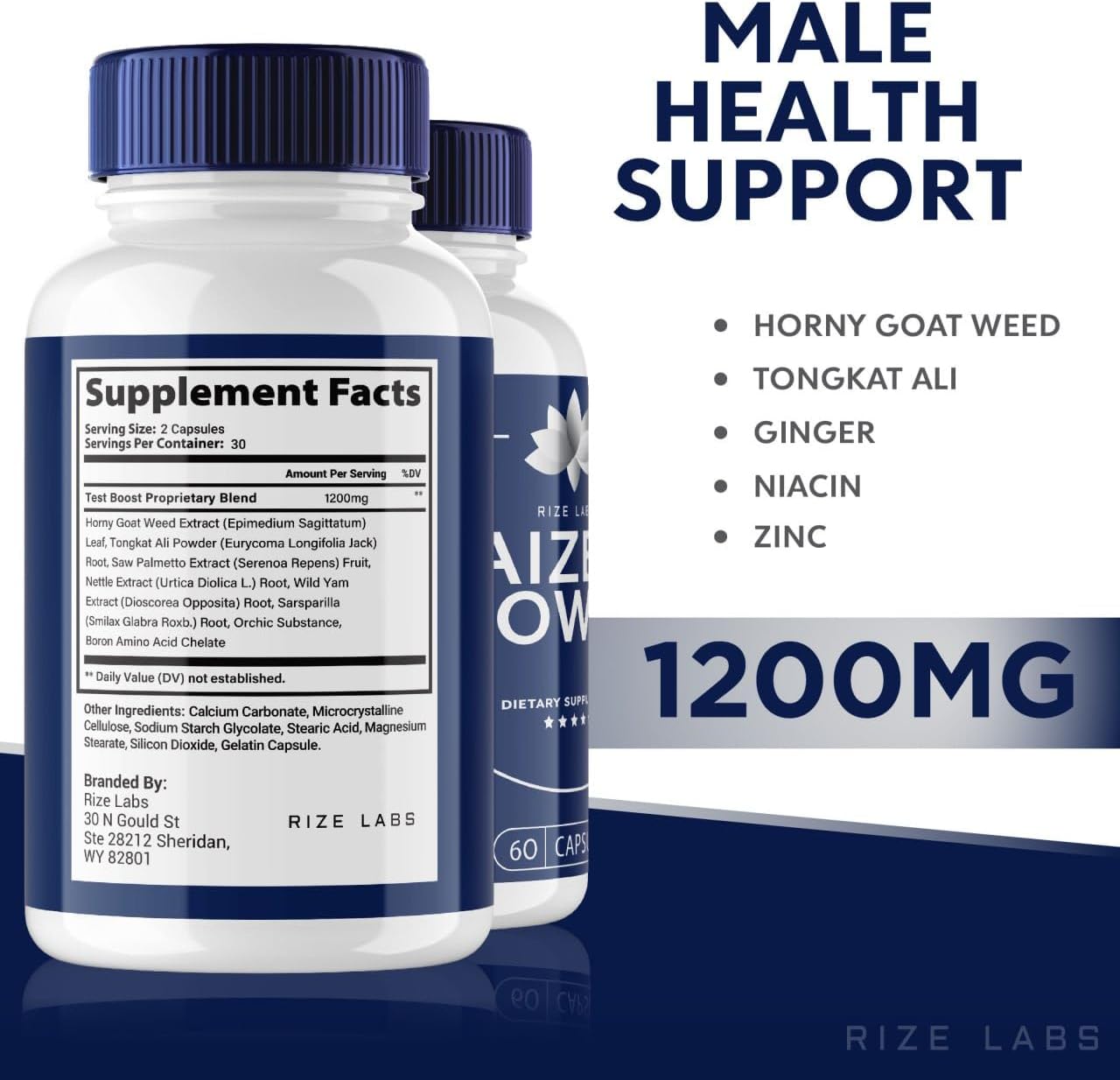 300 Capsules of rize labs Aizen Power: All Natural Male Supplement for Boosting Energy and Performance