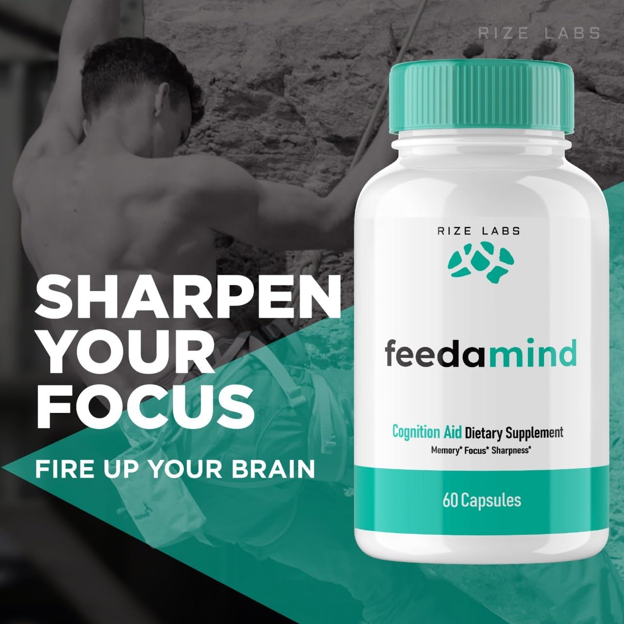 300 Capsules of Rize Labs Feedamind Cognitive Pills - Nootropic Brain Supplement for Memory, Clarity, and Focus