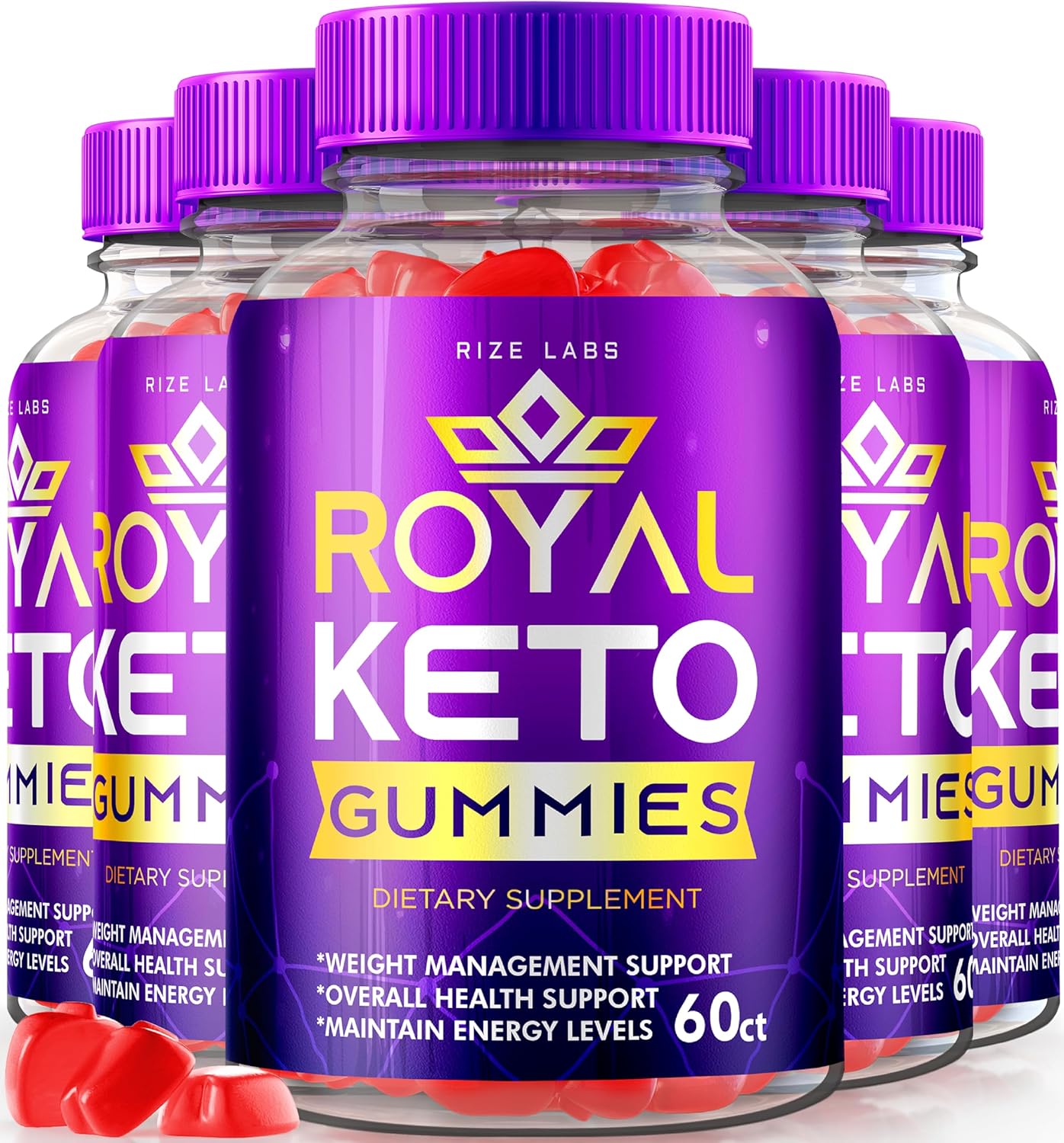 300 Count Rize Labs Royal Keto Gummies with ACV for Slimming Formula - Apple Cider Vinegar Gummies for Men & Women - Pack of 5