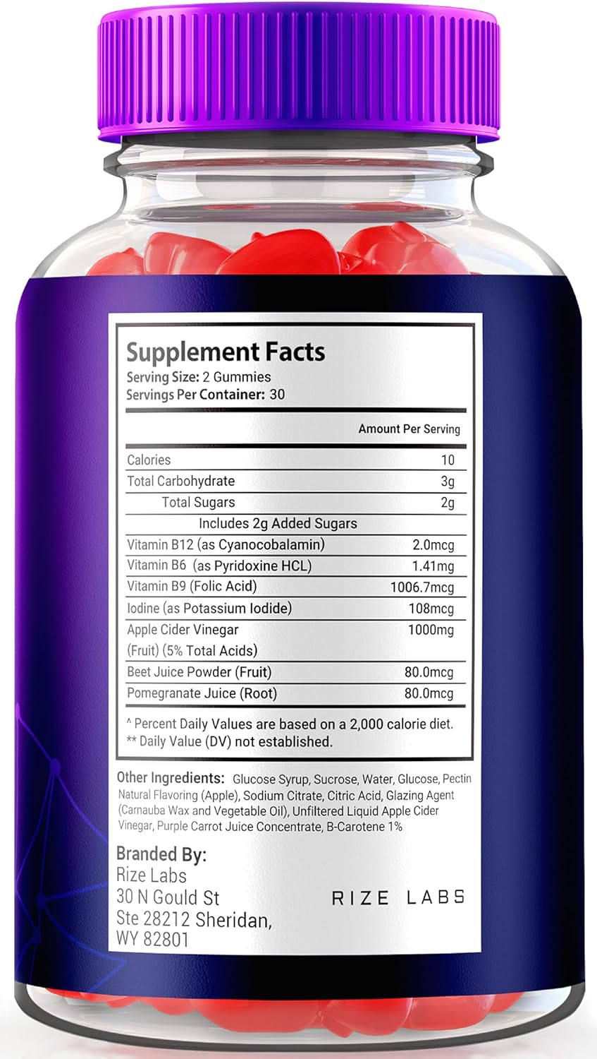 300 Count Rize Labs Royal Keto Gummies with ACV for Slimming Formula - Apple Cider Vinegar Gummies for Men & Women - Pack of 5