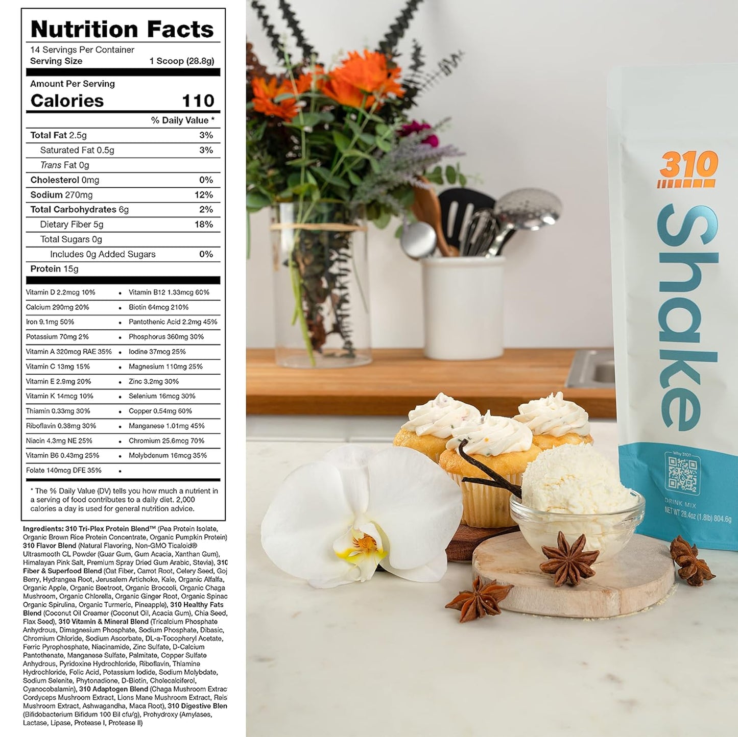 310 Nutrition All-In-One Meal Replacement Shake with Fiber Rich Vegan Superfood Blend, Natural Sweeteners, Low Carb, Keto & Paleo Friendly, Gluten Free - Triple Flavor Pack