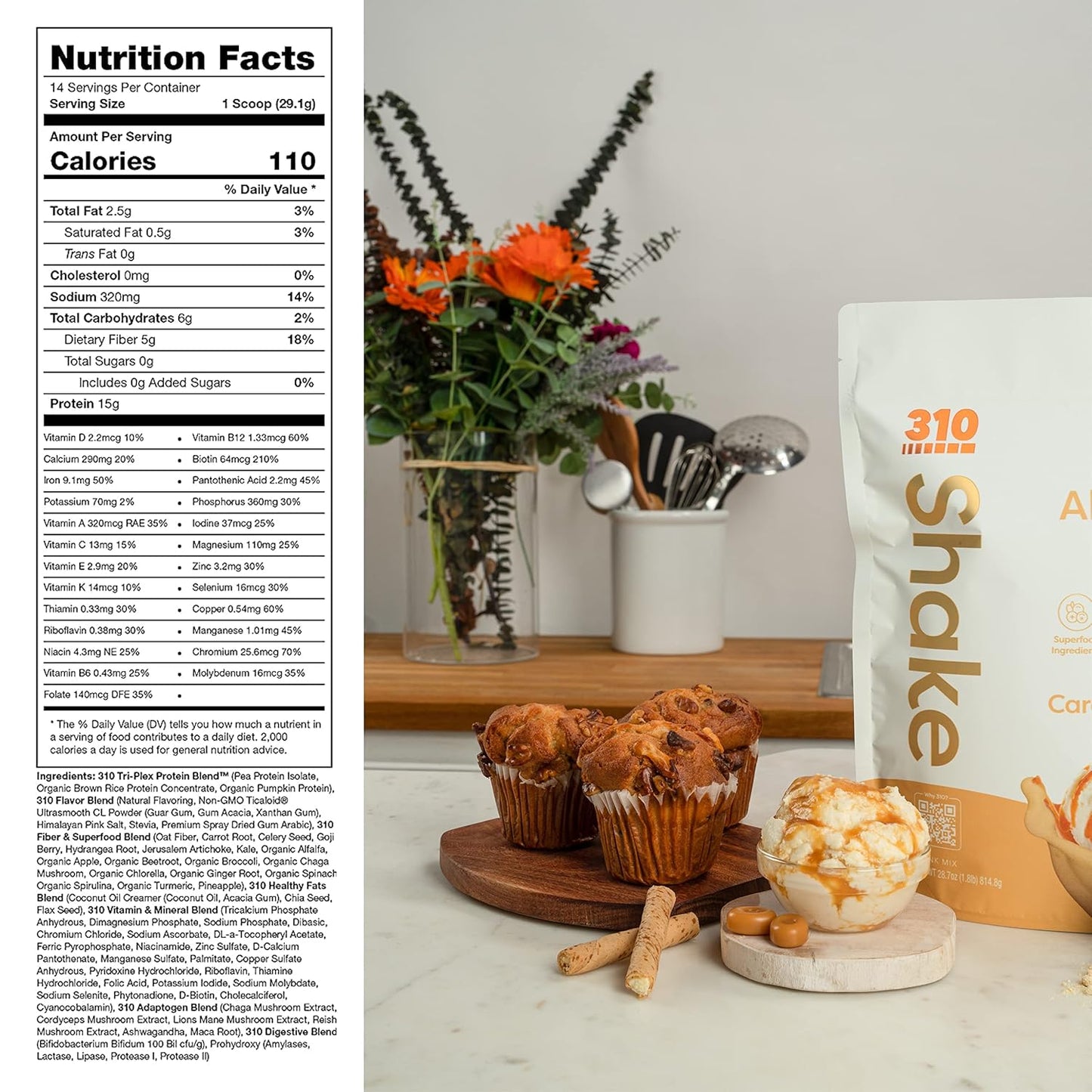 310 Nutrition All-In-One Meal Replacement Shake with Fiber Rich Vegan Superfood Blend, Natural Sweeteners, Low Carb, Keto & Paleo Friendly, Gluten Free - Triple Flavor Pack
