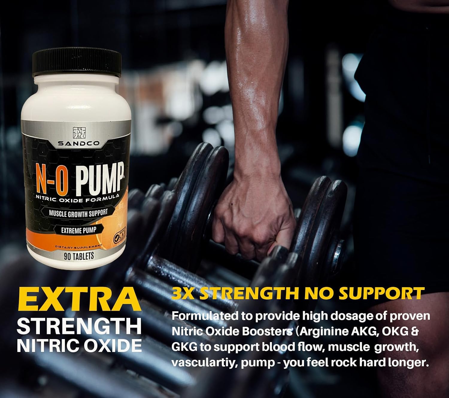 3150mg L Arginine Nitric Oxide Supplement for Muscle Growth & Energy - 90 Tablets