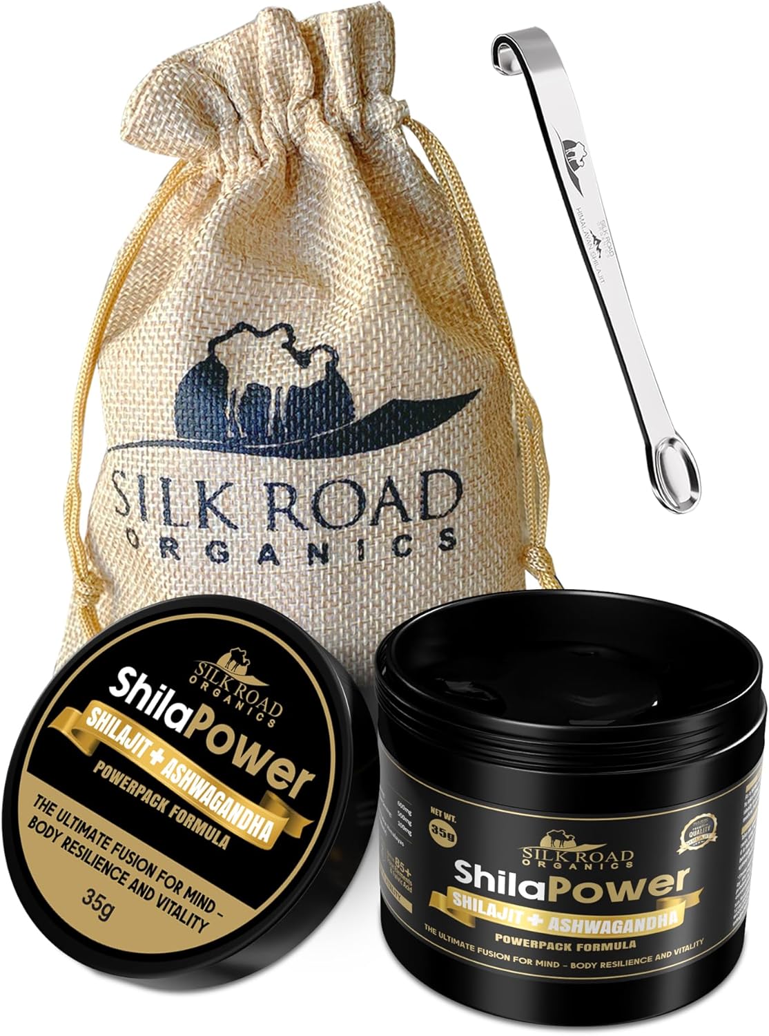 35g SILK ROAD ORGANICS ShilaPower Shilajit Resin - Pure Himalayan Shilajit with Ashwagandha & 85+ Trace Minerals for Energy & Stamina