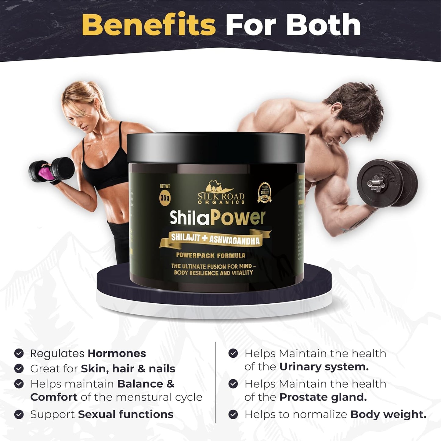 35g SILK ROAD ORGANICS ShilaPower Shilajit Resin - Pure Himalayan Shilajit with Ashwagandha & 85+ Trace Minerals for Energy & Stamina