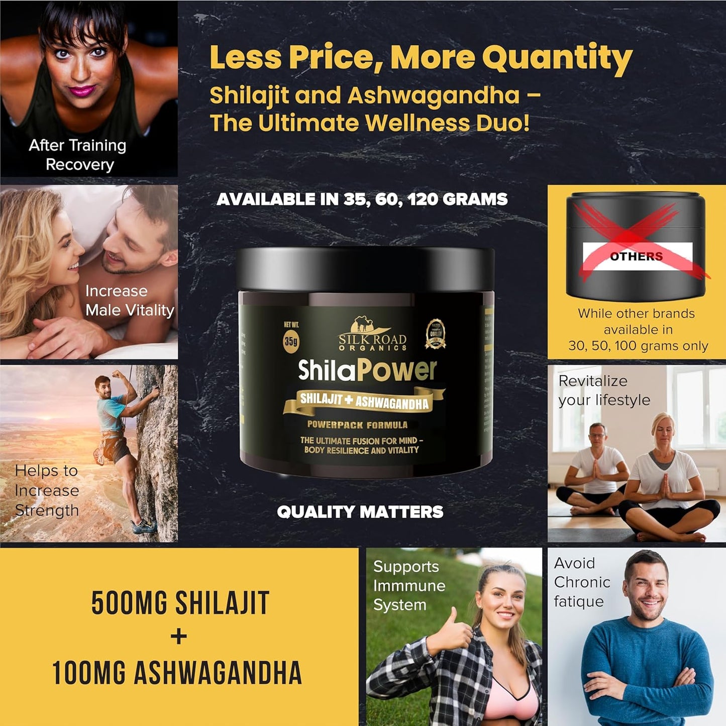 35g SILK ROAD ORGANICS ShilaPower Shilajit Resin - Pure Himalayan Shilajit with Ashwagandha & 85+ Trace Minerals for Energy & Stamina