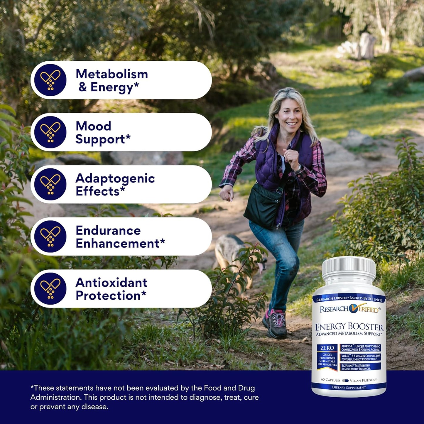 360 Capsules of Caffeine-Free Energy Support with B Vitamins and Adaptogens - 6 Month Supply