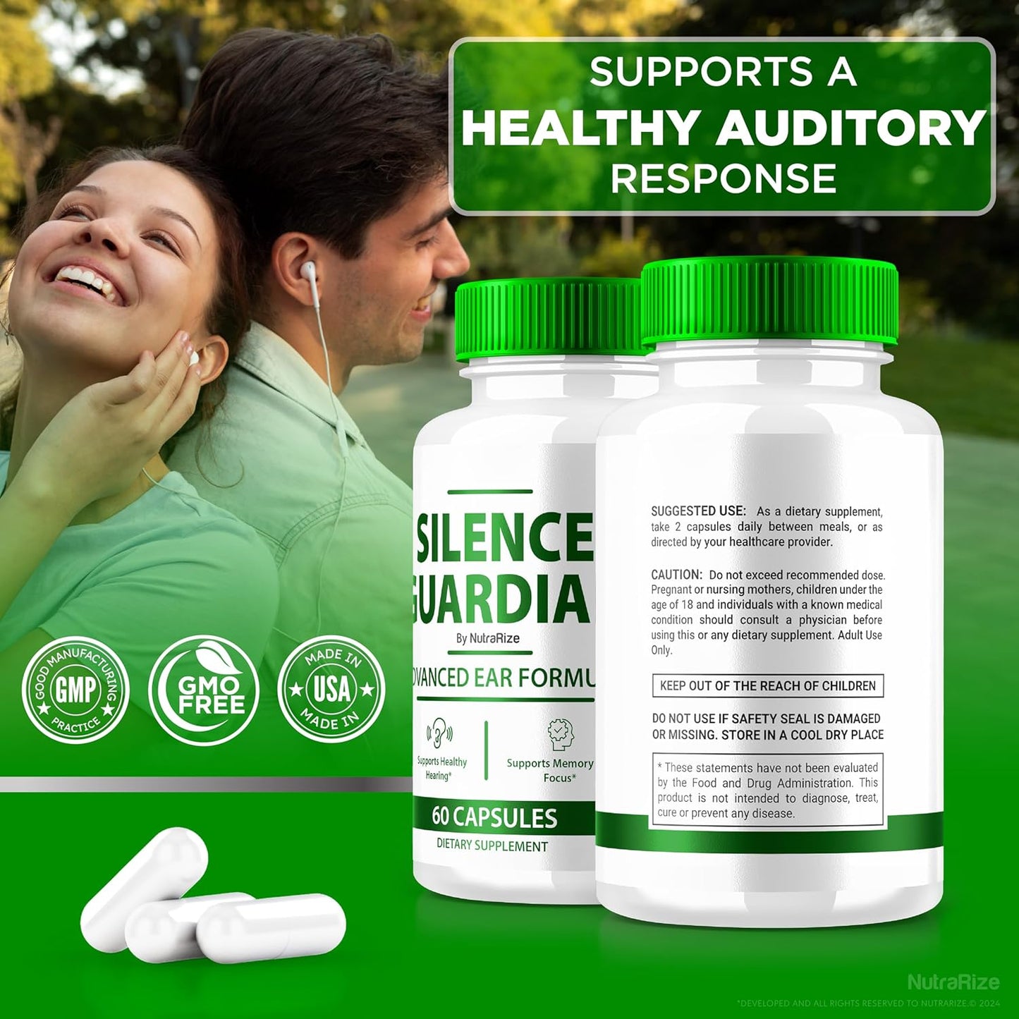 360 Hearing Support: NutraRize Silence Guardian - 5 Pack of Advanced Ear Formula with All Natural Ingredients (300 Capsules)