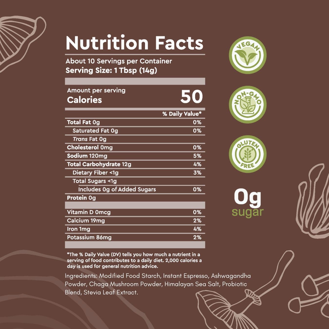 360 Nutrition Instant Mushroom Coffee with Chaga Superfood Mushroom, Prebiotics, Probiotics, Gut Health & Focus Support - Dark Roast, No Sugar Added 5 oz