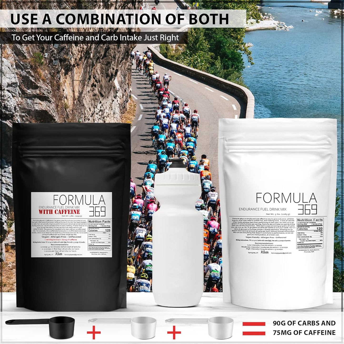 3lb Bag Generic Formula 369 Endurance Fuel Drink Mix - 45 Servings, 30g Carbs, 75mg Caffeine - Vegan, Gluten Free