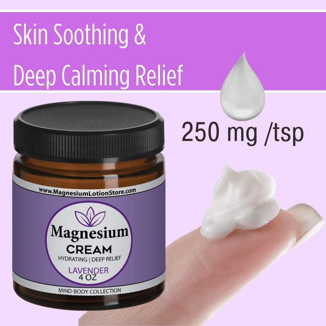 4 oz Lavender Magnesium Cream Lotion for Nighttime Use - Made in the USA