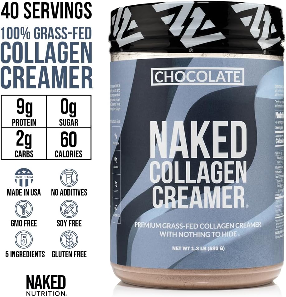 40 Servings Chocolate Collagen Coffee Creamer + 60 Servings Unflavored Collagen Peptides Protein Powder Bundle - Non-GMO, Keto, Gluten-Free, Paleo, Soy-Free