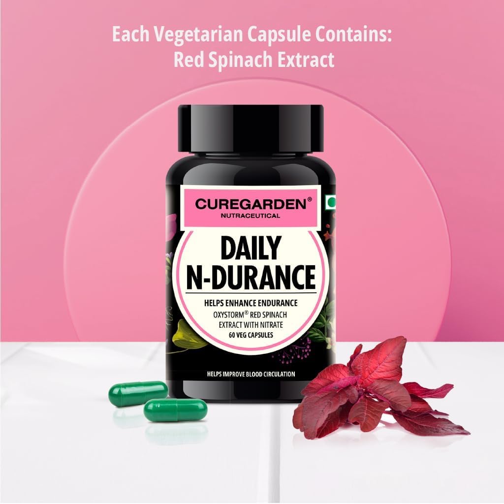 400mg Red Spinach Nitrate Extract Supplement - 60 Vegetarian Capsules for Daily N-Durance