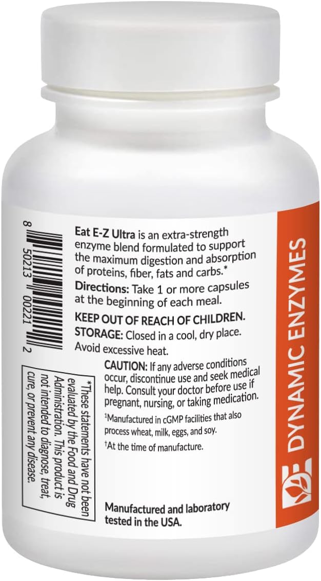 45 Count Dynamic Enzymes Eat E-Z Ultra Digestive Enzymes - Gut Health, Anti-Bloating, Immune Support