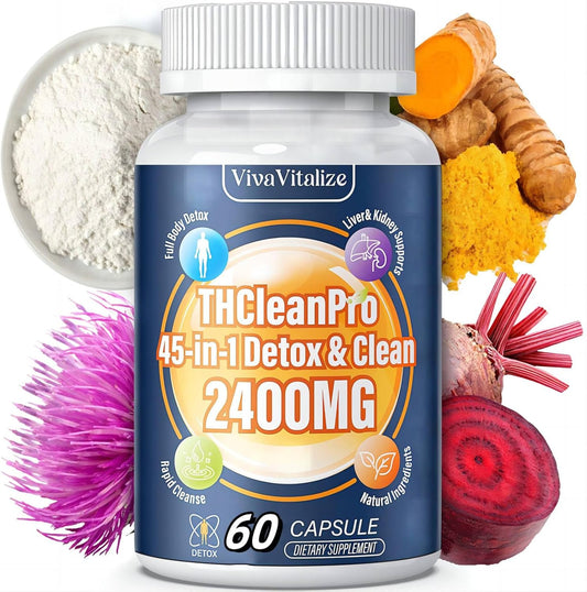 45-in-1 Liver Detox Capsules with Zeolite, Milk Thistle, and Energy Support - 100% Natural Formula for Full Body Detox - 60 Capsules