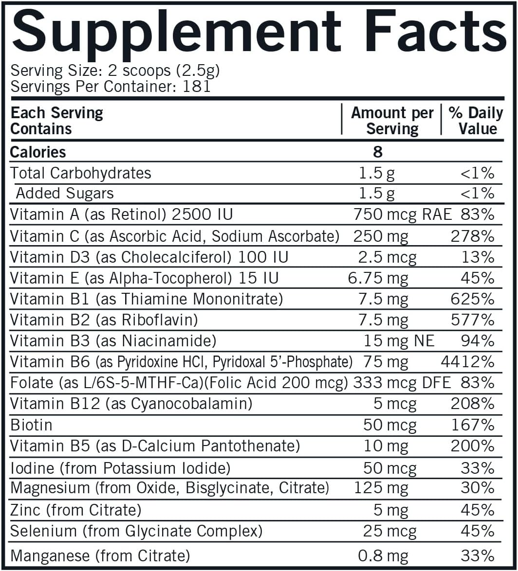 454 gm/16 oz Kirkman Super Nu-Thera® Powder with 25 mg P-5-P - Enhanced Formula Multi Vitamin