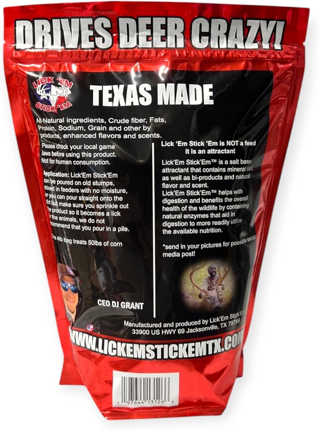 4lb Bag of Lick'Em Stick'Em Deer Attractant | Natural Powder for Year-Round Hunting | Long-Lasting Wildlife Tracking and Nutrient-Rich Deer Lure