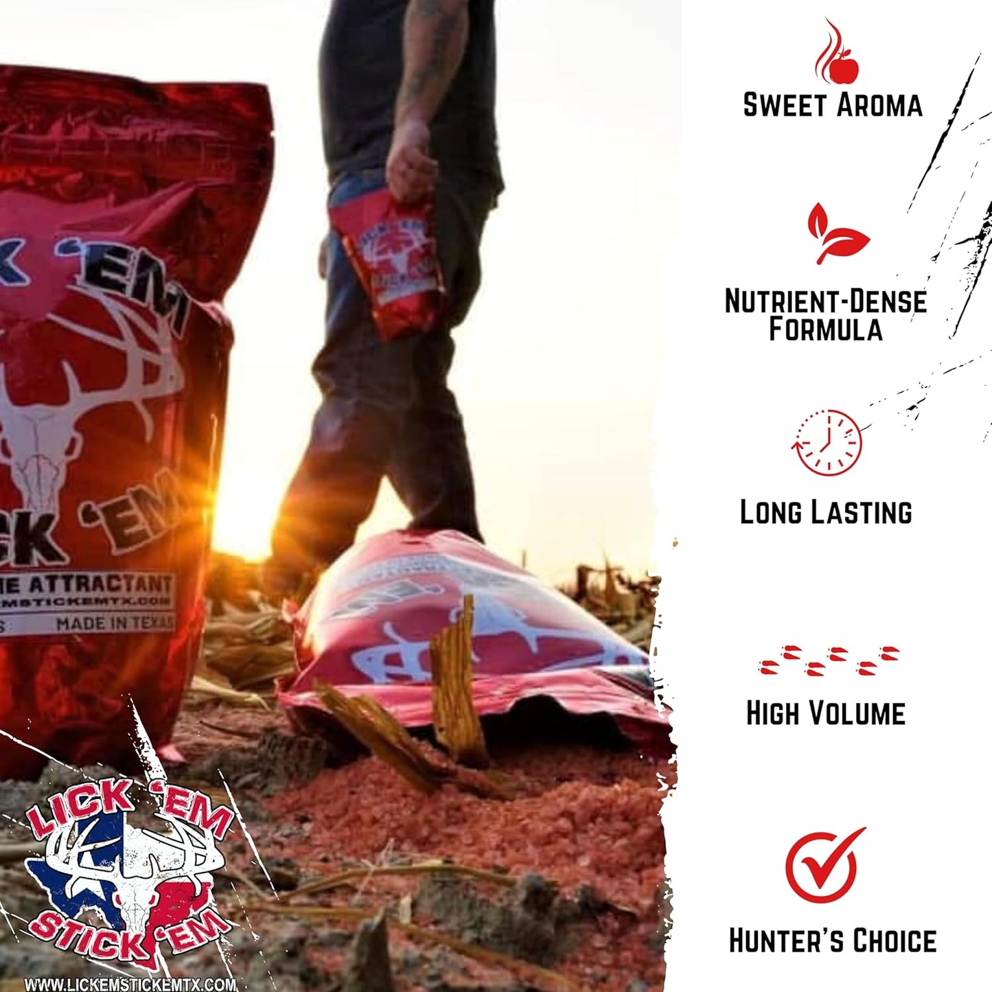 4lb Bag of Lick'Em Stick'Em Deer Attractant | Natural Powder for Year-Round Hunting | Long-Lasting Wildlife Tracking and Nutrient-Rich Deer Lure