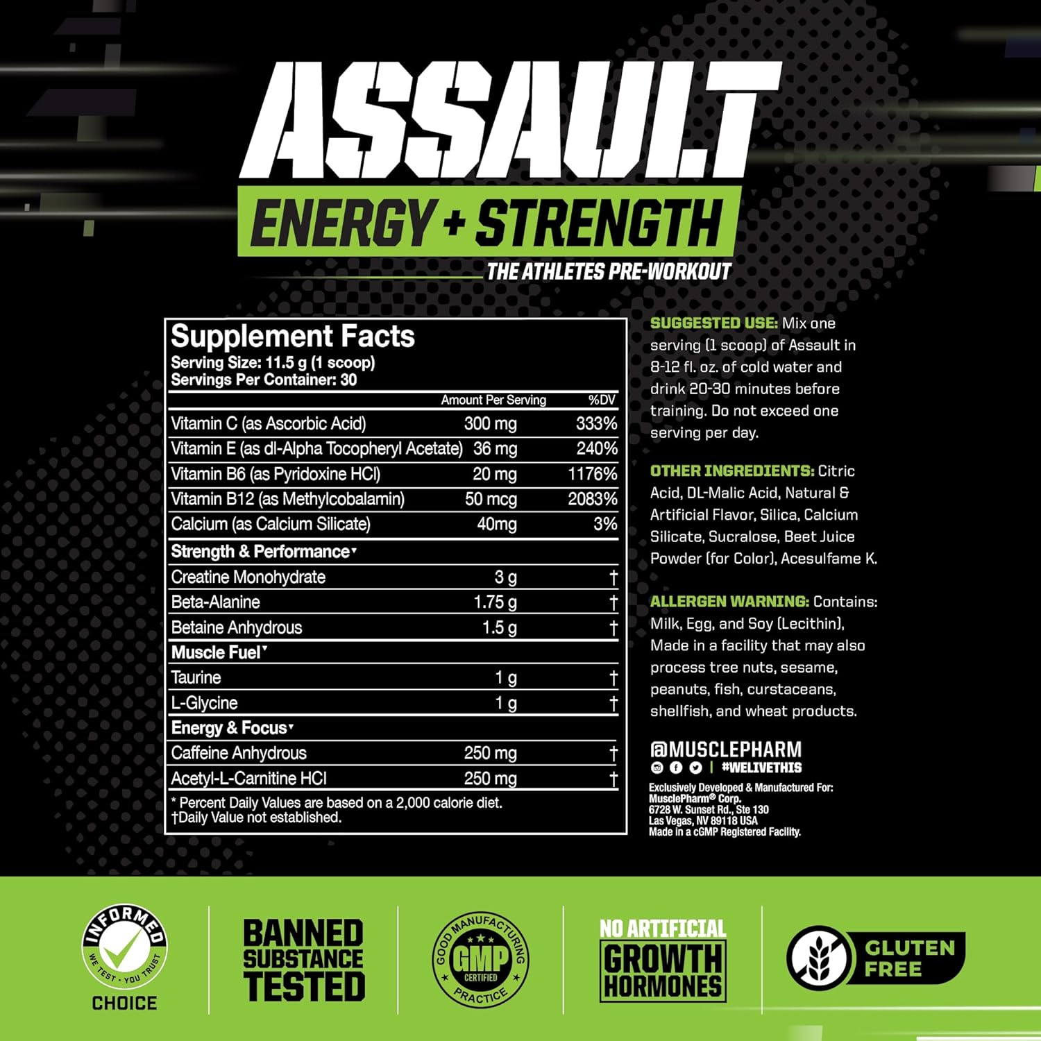 4lb Chocolate Protein and Watermelon Preworkout Bundle by Muscle Pharm Combat and Assault