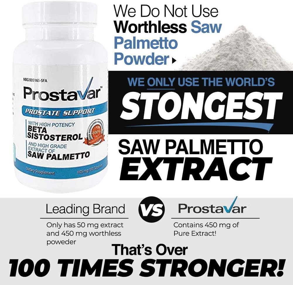 5 Bottles of Prostavar Prostate Support Supplement with Saw Palmetto