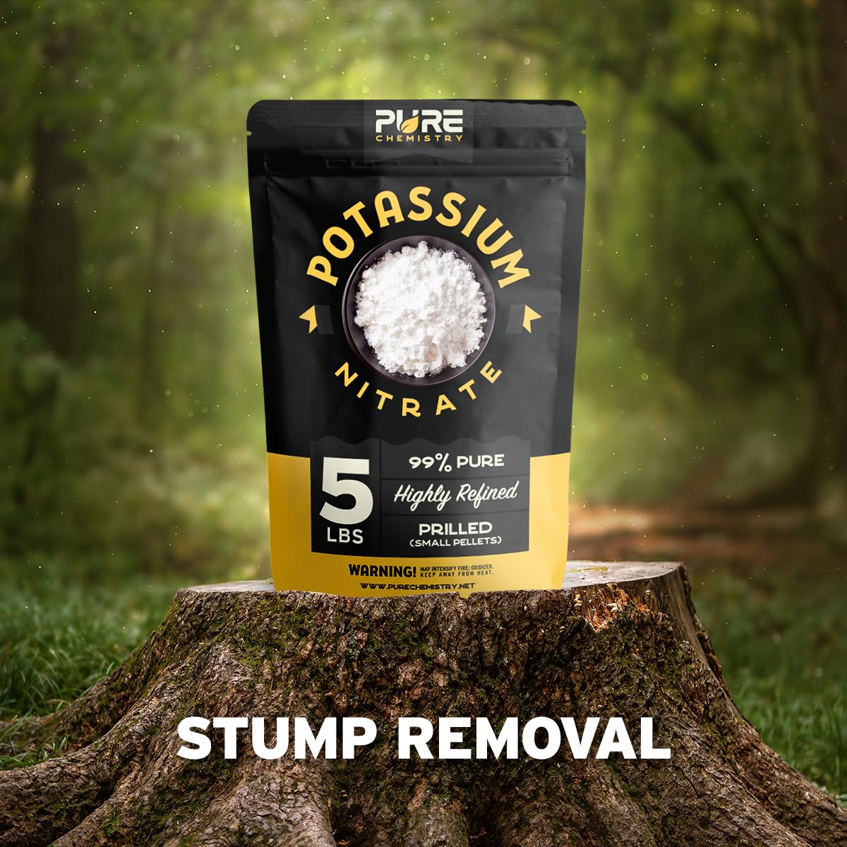 5 lb Ecoxall Prilled Potassium Nitrate Powder - 99% Pure - Multiuse for Lawn Care, Tree Stump Removal - Industrial Strength
