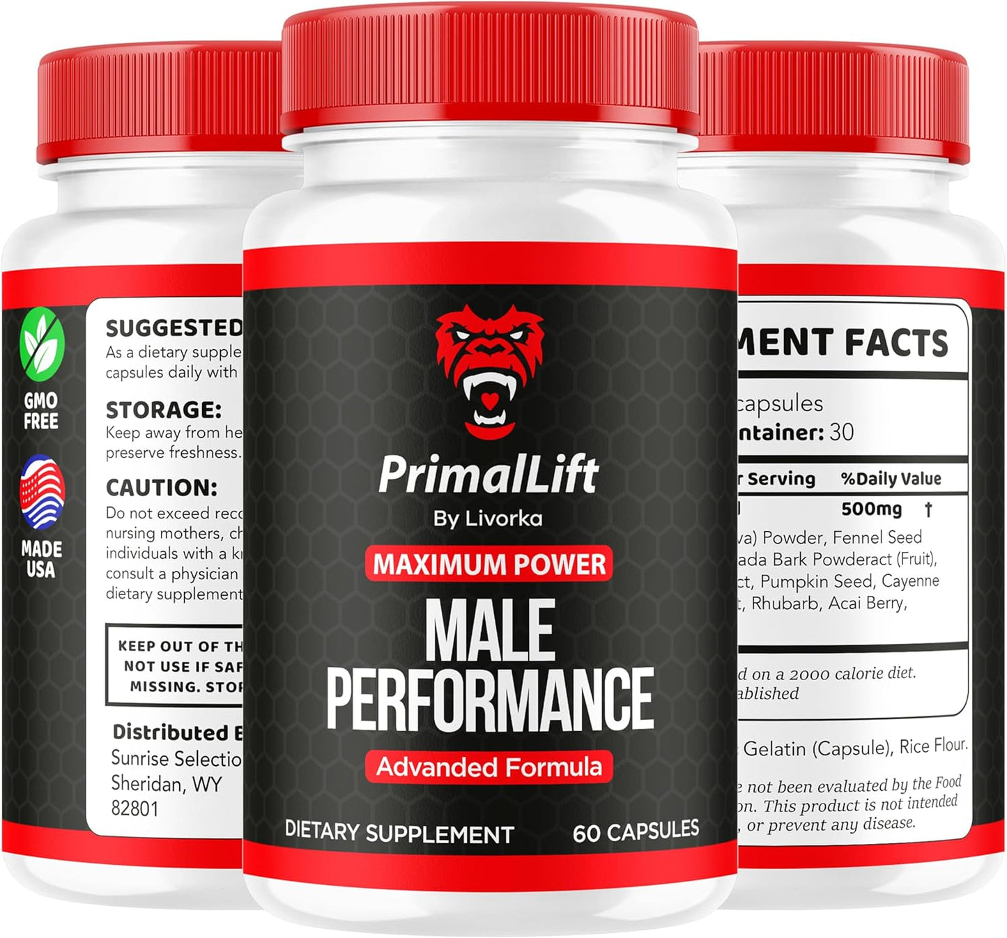 5 Month Supply of LIVORKA Primal Lift Capsules - All Natural Advanced Formula for Men - 300 Pills