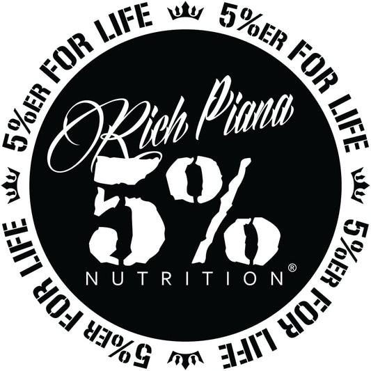 5% Nutrition Rich Piana ERFORLIFE Black 4-inch Circle Decal with White Trim