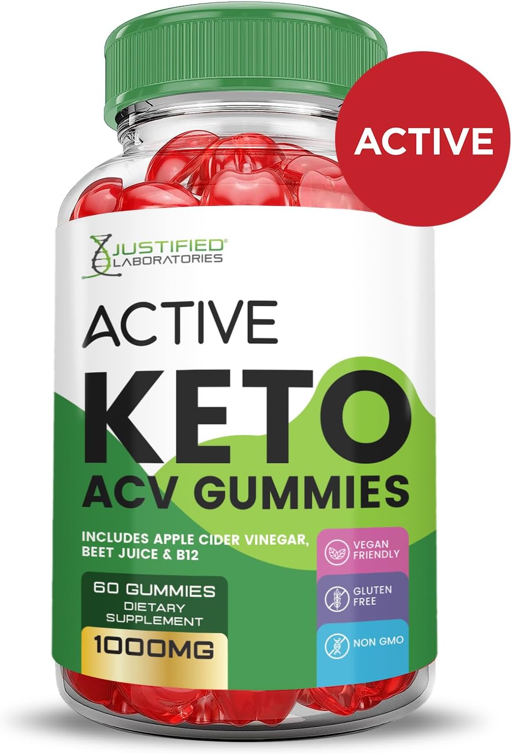 5 Pack Active Keto ACV Gummies 1000MG with Pomegranate & B12 - Vegan & Non GMO 300 Gummies