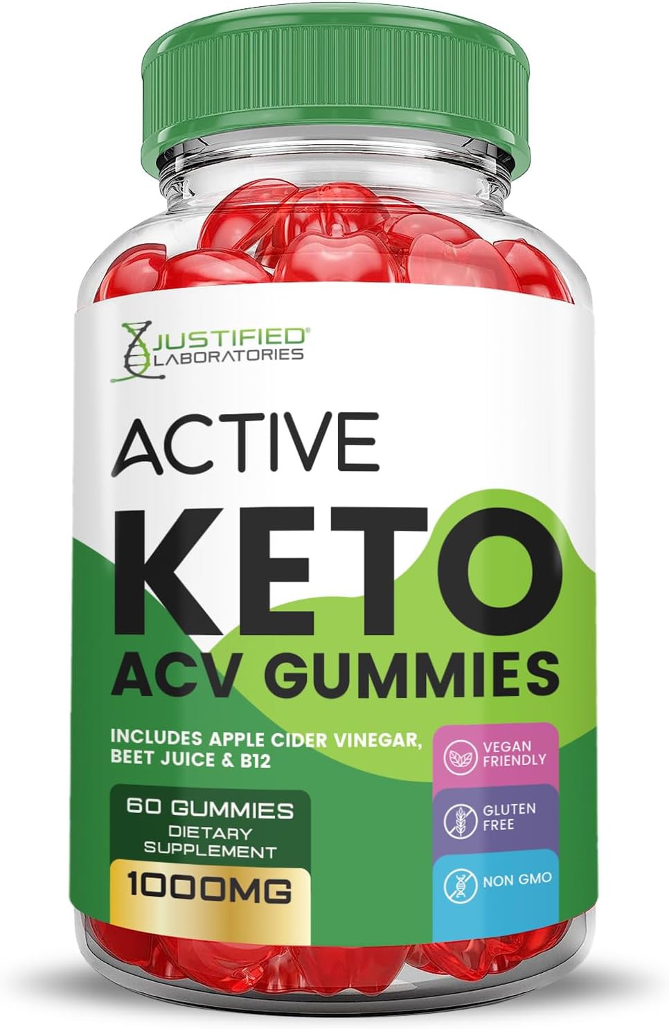 5 Pack Active Keto ACV Gummies 1000MG with Pomegranate & B12 - Vegan & Non GMO 300 Gummies