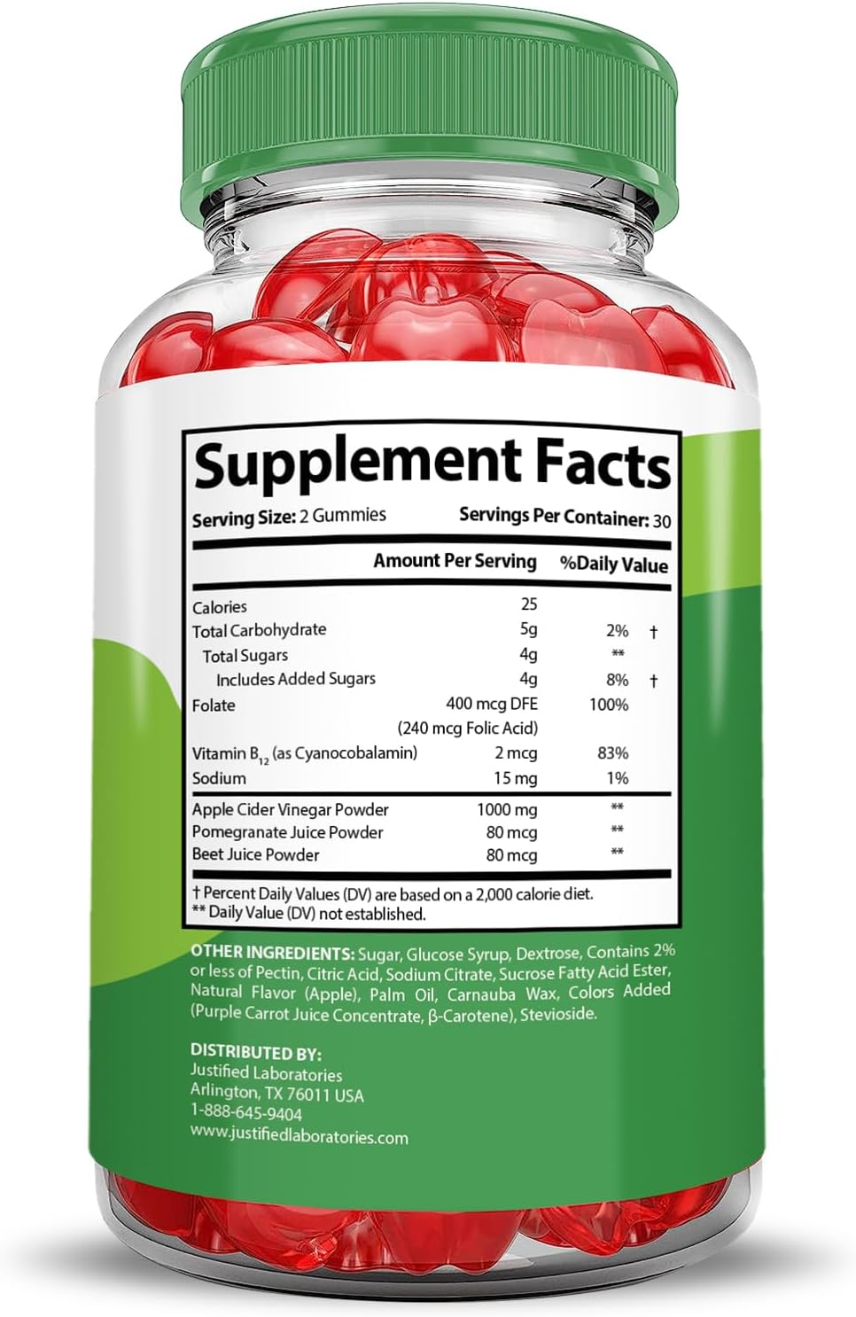 5 Pack Active Keto ACV Gummies 1000MG with Pomegranate & B12 - Vegan & Non GMO 300 Gummies