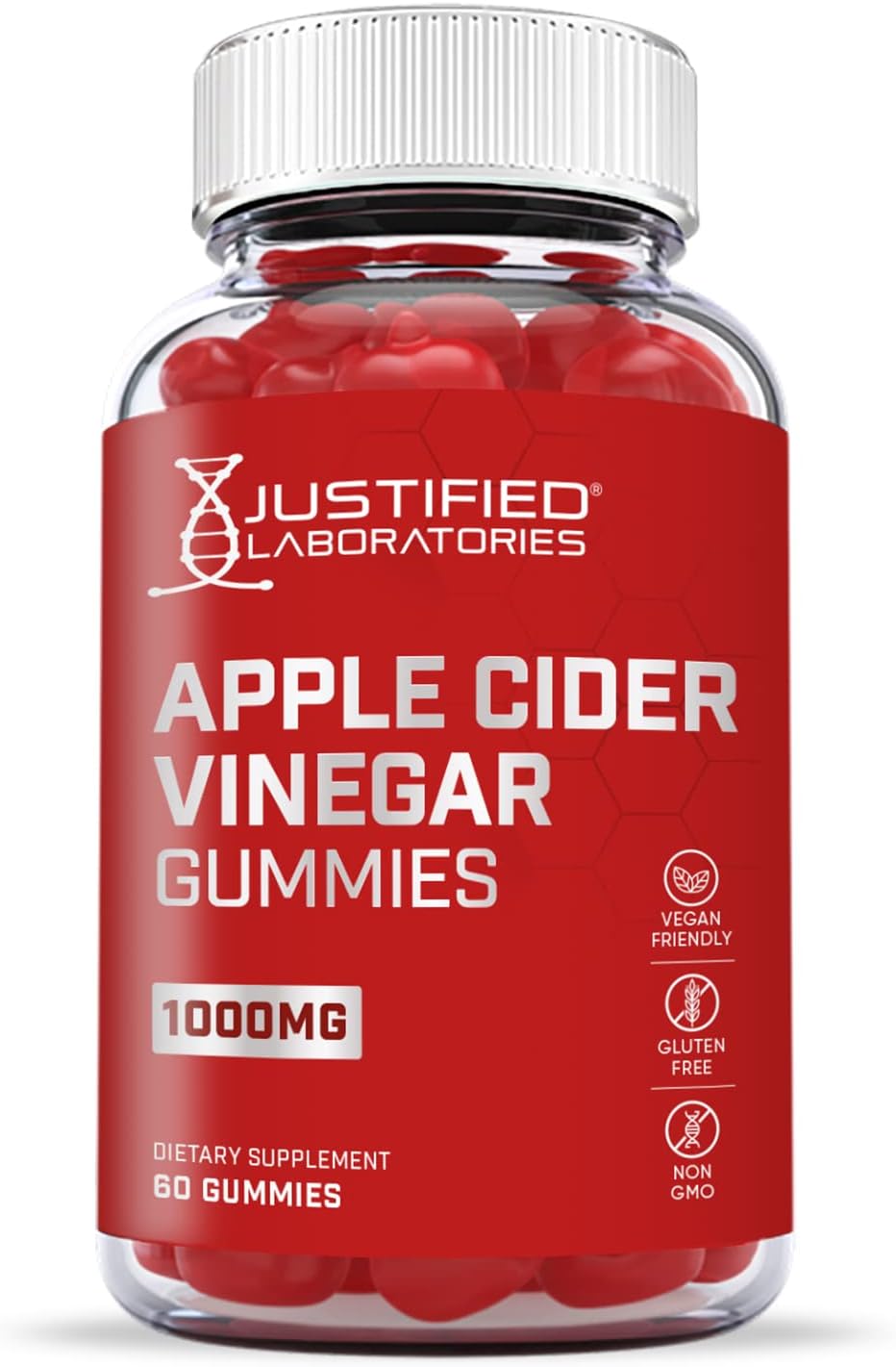 5 Pack Apple Cider Vinegar Gummies 1000MG with Pomegranate Juice, Beet Root, and B12 - 300 Gummies by Justified Laboratories