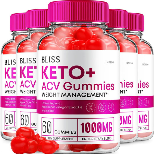 5 Pack Bliss Keto ACV Gummies for Advanced  Slimming Formula  with Apple Cider Vinegar - 300 Gummies - Dietary Supplement
