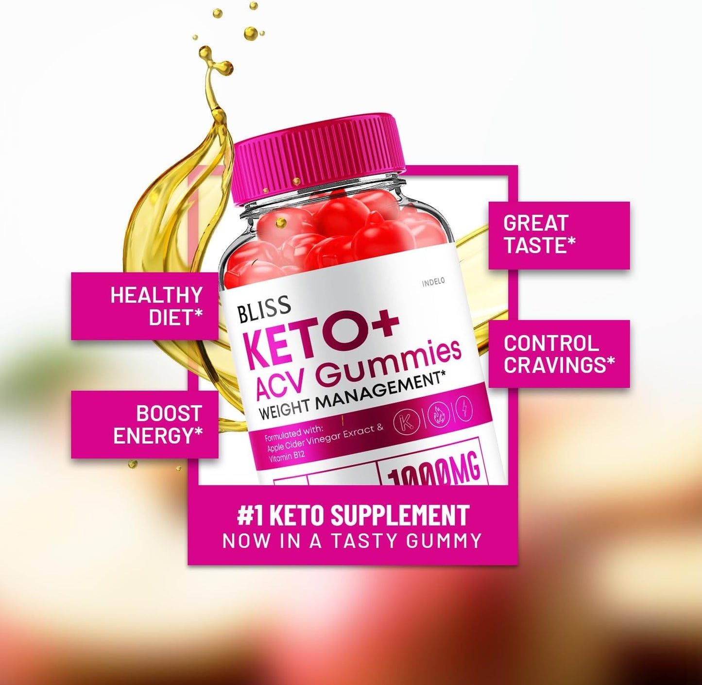 5 Pack Bliss Keto ACV Gummies for Advanced Slimming Formula with Apple Cider Vinegar - 300 Gummies - Dietary Supplement