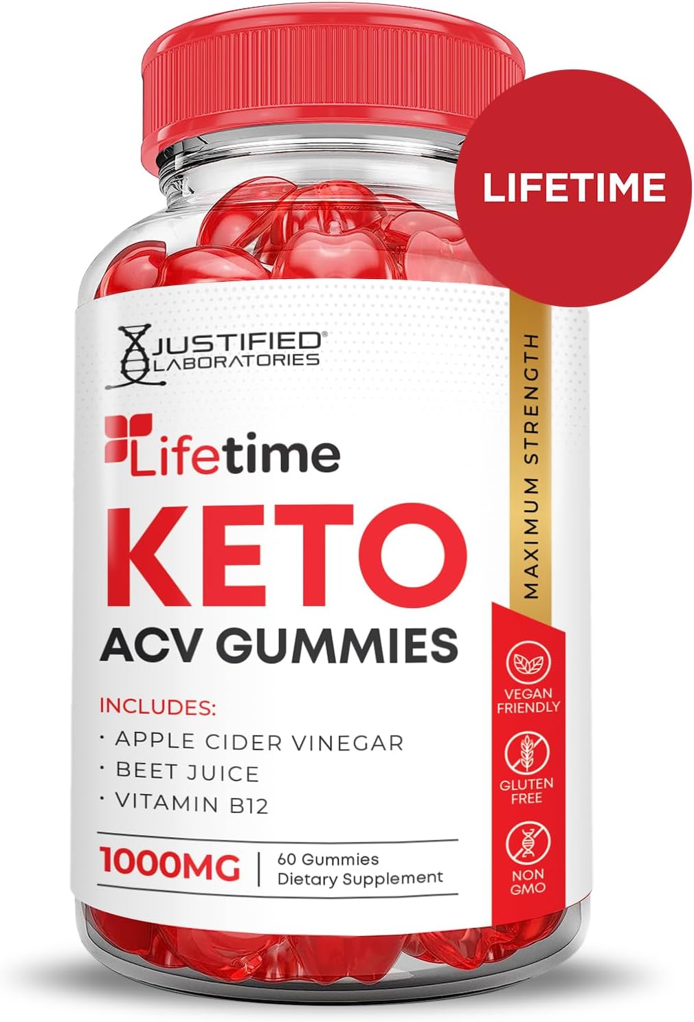 5 Pack Lifetime Keto ACV Gummies with Pomegranate Beet Juice - 1000MG Advanced Formula, B12, Vegan, Non GMO