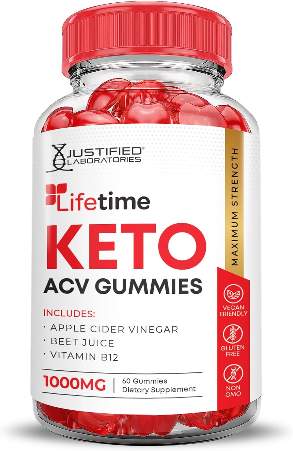 5 Pack Lifetime Keto ACV Gummies with Pomegranate Beet Juice - 1000MG Advanced Formula, B12, Vegan, Non GMO