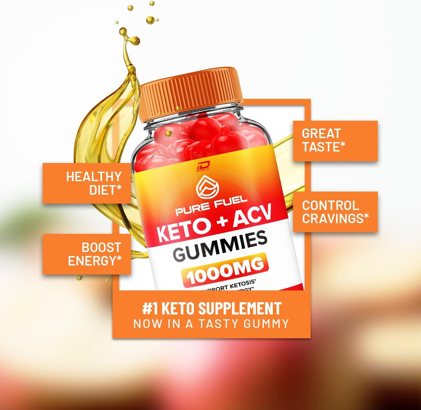 5 Pack of Indelo Pure Fuel ACV Gummies - Apple Cider Vinegar 1000MG with Vitamin B12 - 300 Gummies, Reviews included