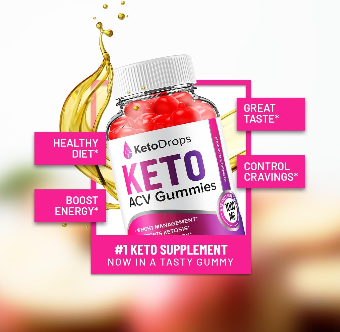 5 Pack of Keto Drops ACV Gummies for Weight Management - Advanced Formula with Apple Cider Vinegar - Dietary Supplement for Men and Women (300 Gummies)