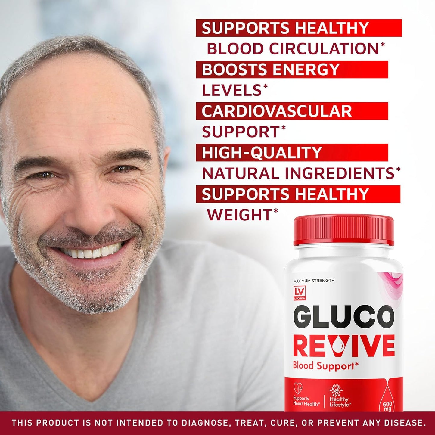5-Pack of LIVORKA GlucoRevive Capsules - All Natural Premium Formula for Glucose Support with 150 Pills for 5 Months