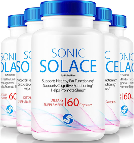 5 Pack of NutraRize Sonic Solace - Advanced Formula for Healthy Hearing, Official Ear Health Support, All Natural Wellness Aid - SonicSolace Review (300 Capsules)