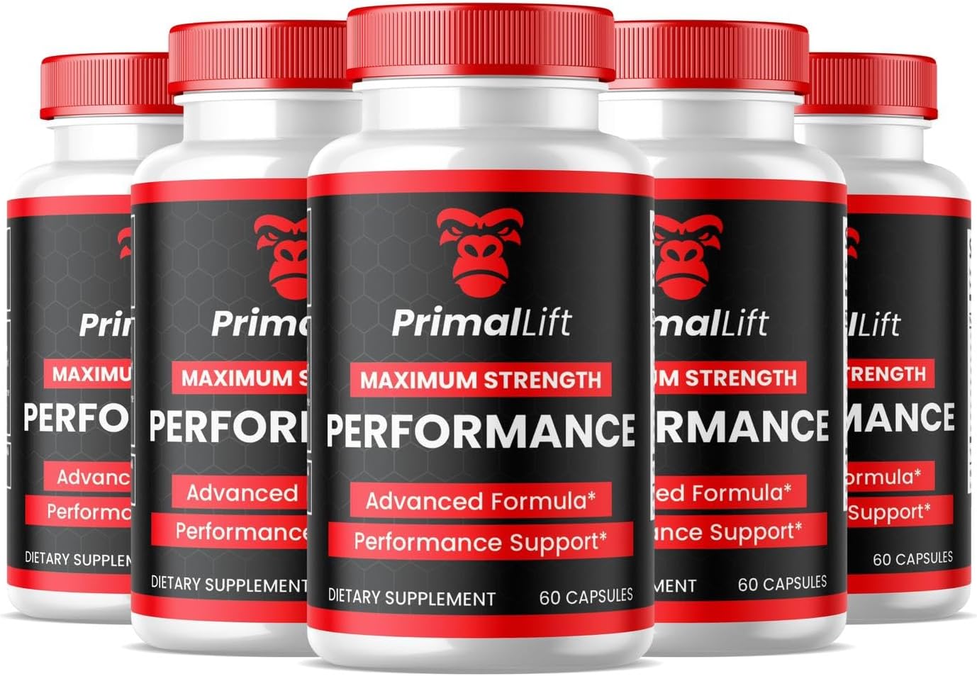 5 Pack of Official Formula Primal Lift Capsules for Men - All Natural Support with 300 Capsules
