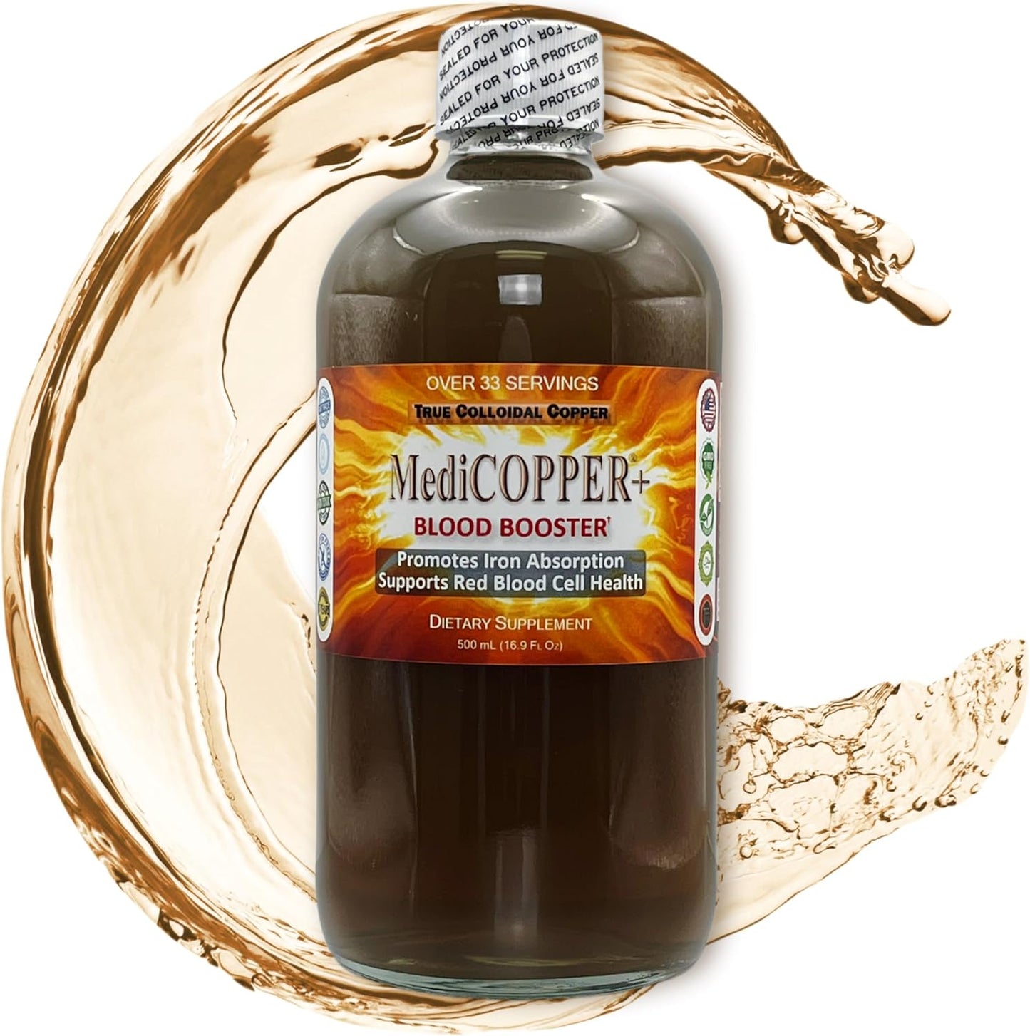 500 mL Nutraneering MediCOPPERĀ® Plus Blood Booster True Colloidal Copper CuNP Nutritional Supplement