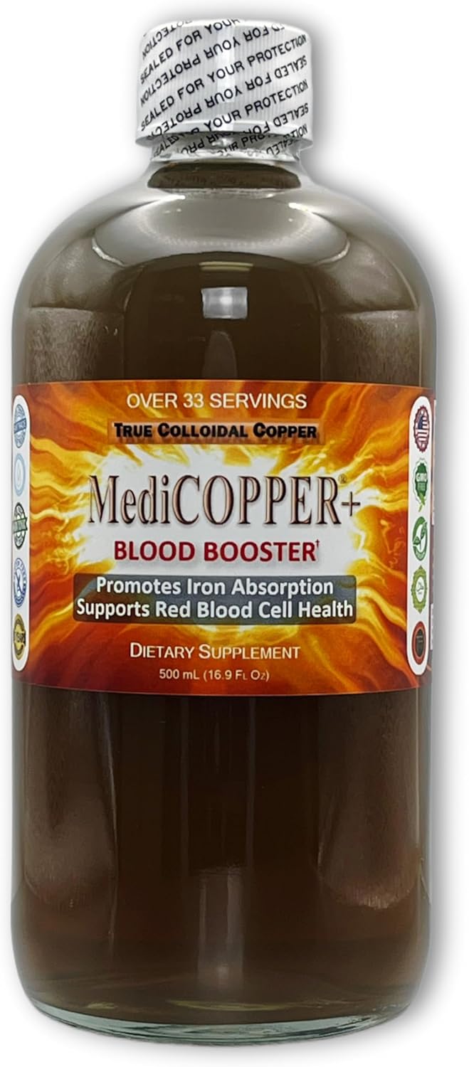 500 mL Nutraneering MediCOPPERĀ® Plus Blood Booster True Colloidal Copper CuNP Nutritional Supplement