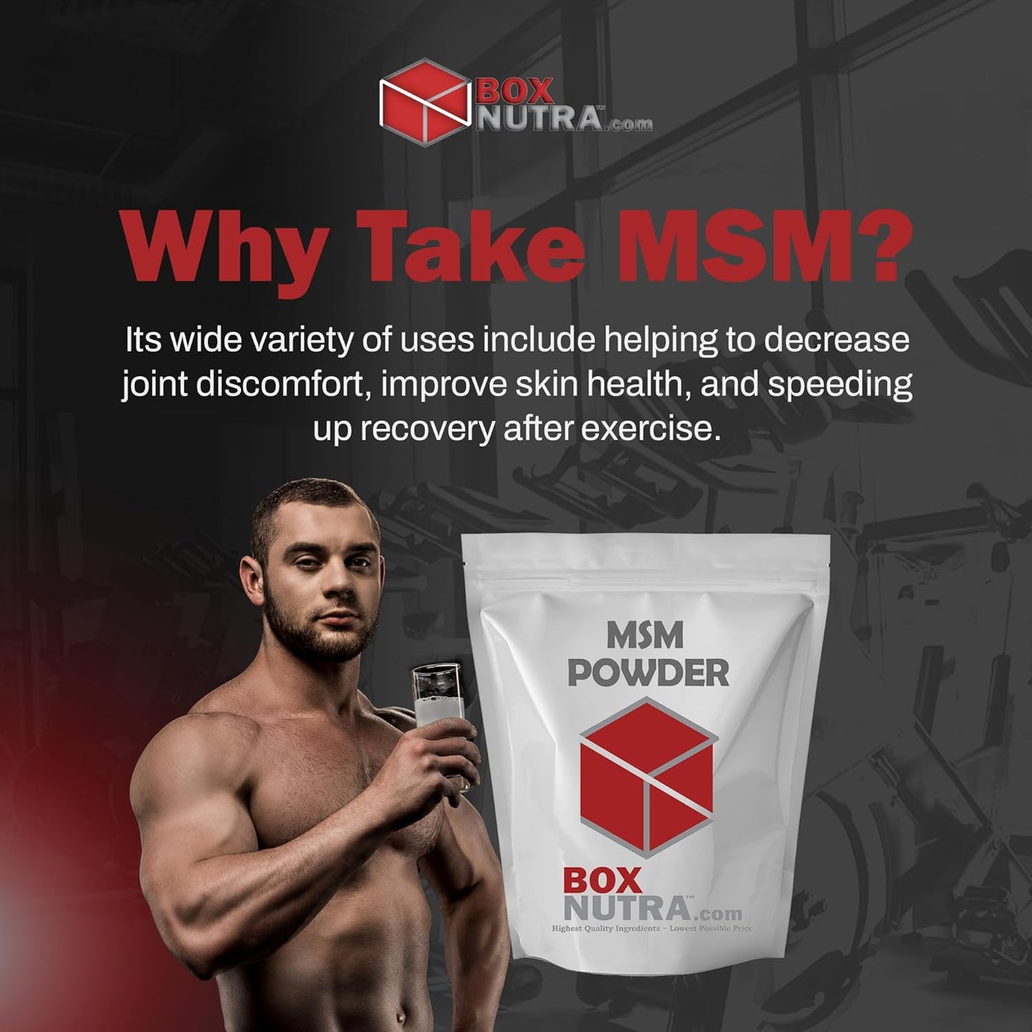 500g BoxNutra MSM Powder for Joint Discomfort Relief, Immunity and Skin Health Boost