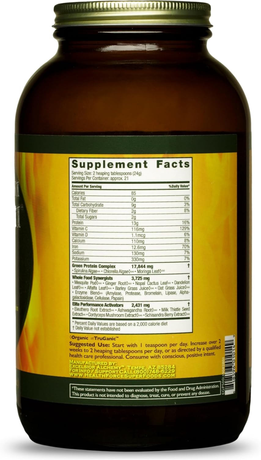 500g HealthForce SuperFoods Elite Green Protein Powder - Organic Superfood Blend for Optimal Health