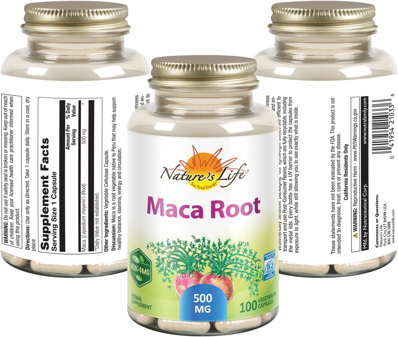 500mg Maca Root Capsules for Energy, Vitality & Stamina Support - Non-GMO Vegan Supplement with No Fillers - 100 Veg Caps