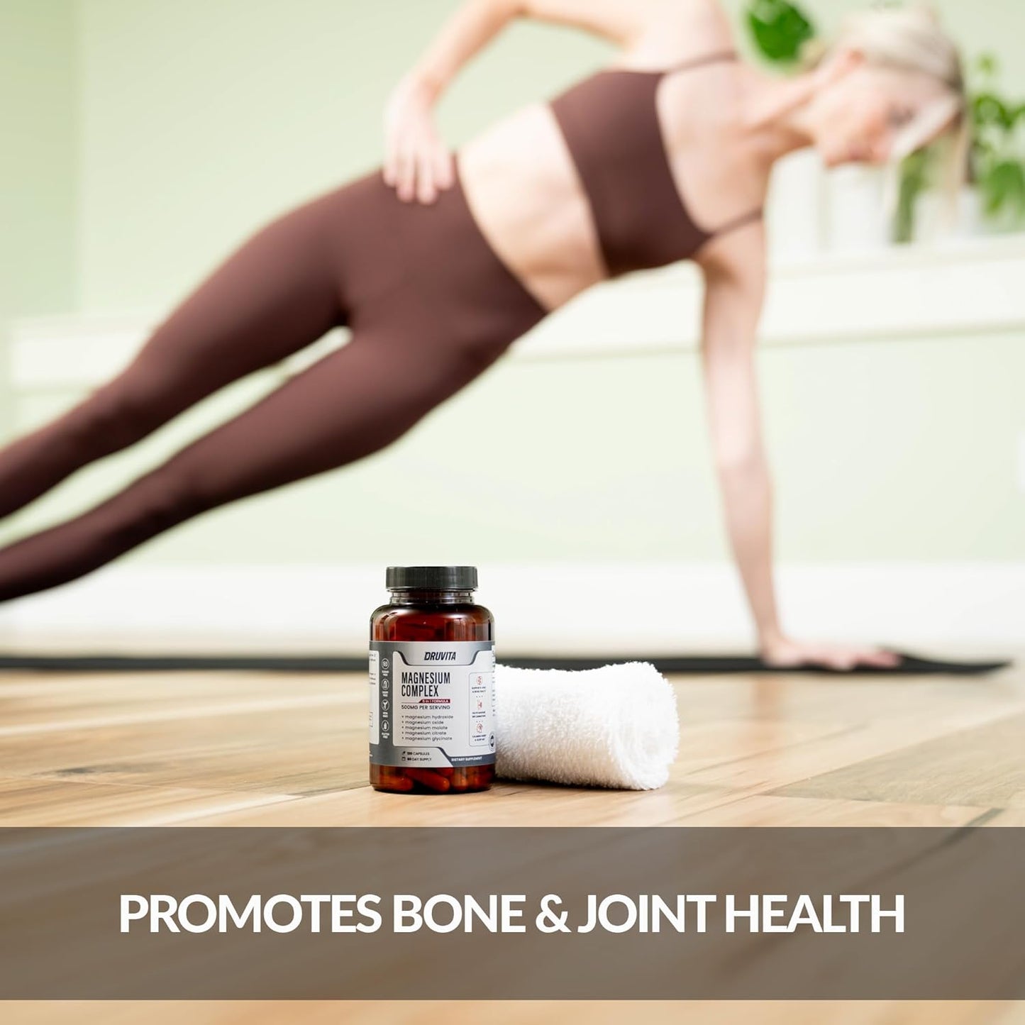 500mg Magnesium Complex with 5 Formulas for Bone, Joint, Heart, Sleep - 60 Capsules + Pill Container